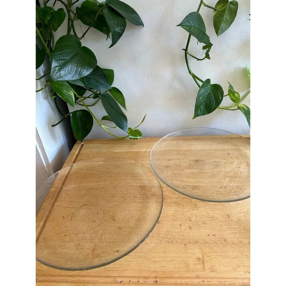 Two Glass clear textured large Plates - Picture 1 of 9